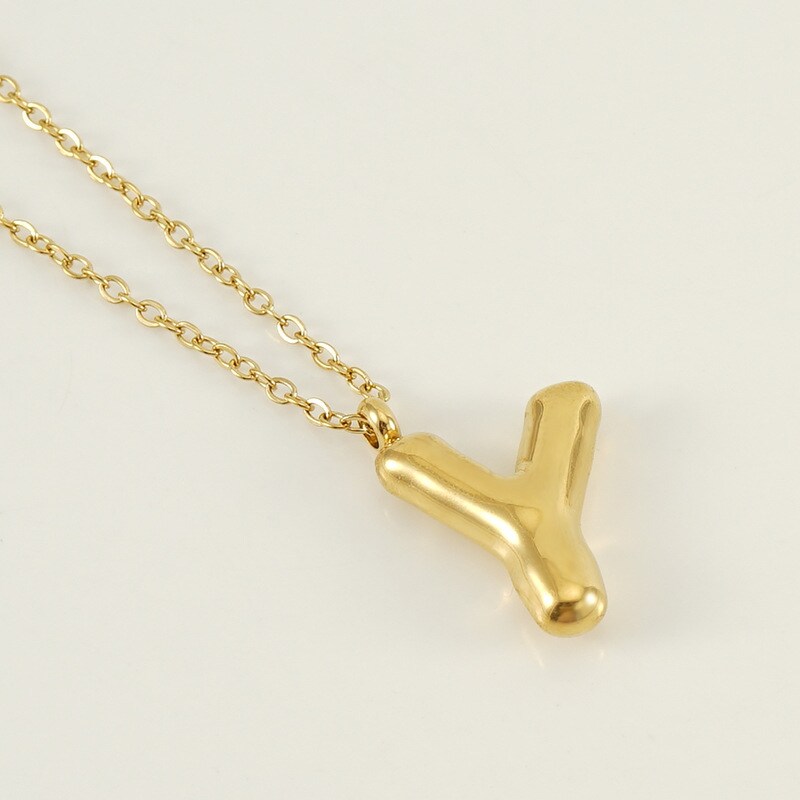 Gold color / 1 Piece Simple Series Simple Letter Y Stainless Steel 18K Gold Plated Women's Pendant Necklaces Picture25